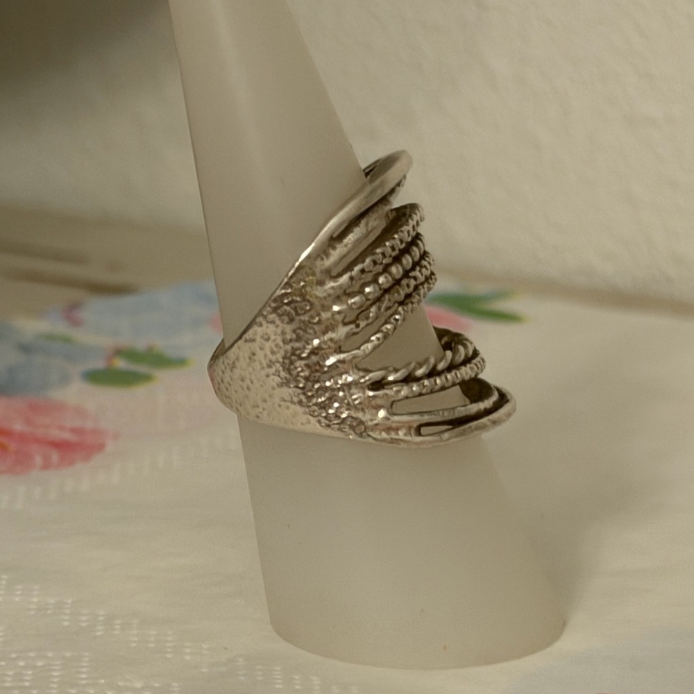 ✨ Vintage 1970s Israeli Sterling Silver Artisan Multi-Band Ring ✨ - Picture 3 of 11
